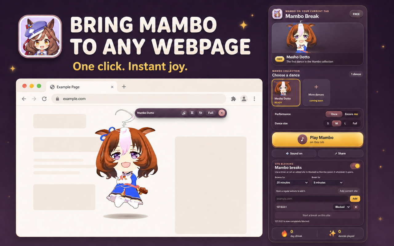 Bring Mambo to any webpage screenshot